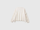 Fringe Detail Round Neck Jumper - Cream