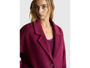 Long Wool Coat - Wine