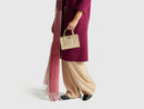 Long Wool Coat - Wine