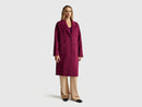 Long Wool Coat - Wine
