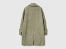 Herringbone Wool Blend Coat - Military Green