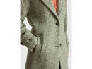 Herringbone Wool Blend Coat - Military Green