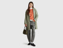 Herringbone Wool Blend Coat - Military Green