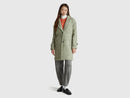 Herringbone Wool Blend Coat - Military Green