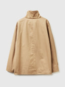 High Collar Flared Hem Jacket - Sand