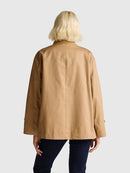 High Collar Flared Hem Jacket - Sand