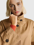 High Collar Flared Hem Jacket - Sand