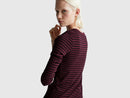 Stripe Long Sleeve T-Shirt - Wine/black