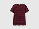 Striped Short Sleeve T-Shirt - Wine/black