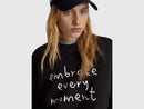 Front Slogan Boxy T-Shirt - Black