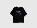 Front Slogan Boxy T-Shirt - Black
