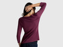 Basic Boat Neck T-Shirt - Plum