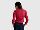 Plain Long Sleeve Cotton Tee - Raspberry