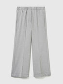 Elastic Waist Wide Leg Trouser - Grey