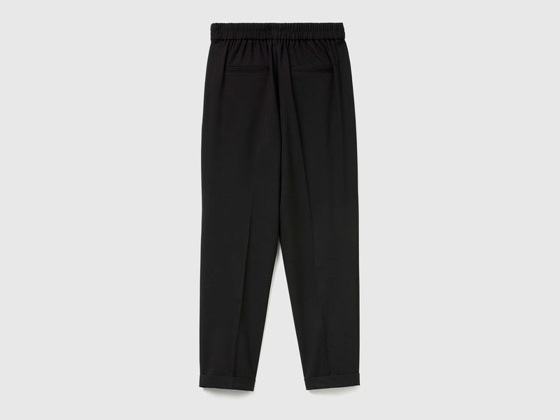 Be Tailored Elastic Waist Trousers - Black