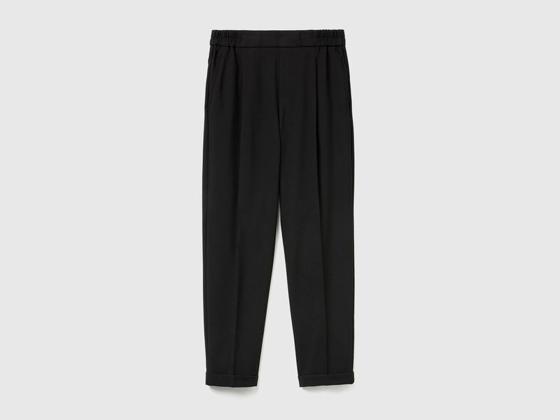 Be Tailored Elastic Waist Trousers - Black