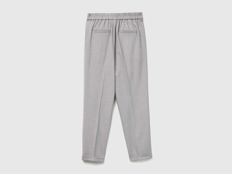 Be Tailored Elastic Waist Trousers - Grey