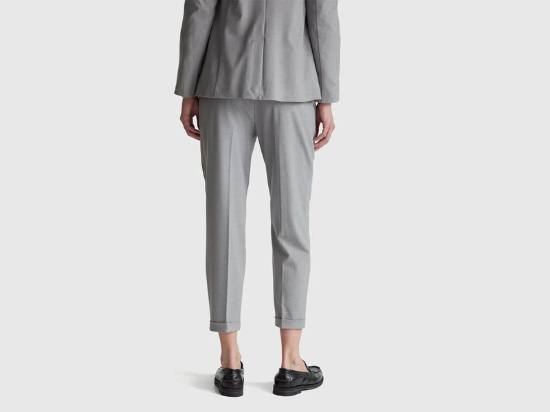 Be Tailored Elastic Waist Trousers - Grey