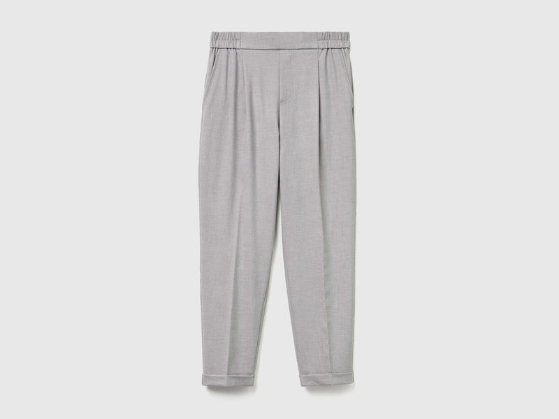 Be Tailored Elastic Waist Trousers - Grey
