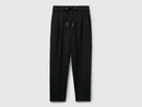 Pleated Cuffed Trouser - Black