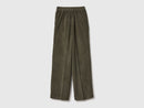 Wide Leg Velvet Cord Trouser - Military Green