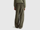 Wide Leg Velvet Cord Trouser - Military Green