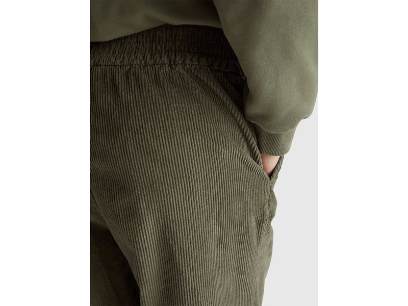Wide Leg Velvet Cord Trouser - Military Green
