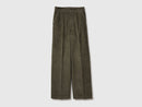 Wide Leg Velvet Cord Trouser - Military Green