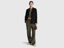 Wide Leg Velvet Cord Trouser - Military Green