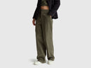 Wide Leg Velvet Cord Trouser - Military Green