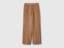 Wide Leg Velvet Cord Trouser - Sand