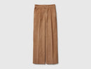 Wide Leg Velvet Cord Trouser - Sand
