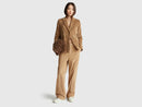 Wide Leg Velvet Cord Trouser - Sand