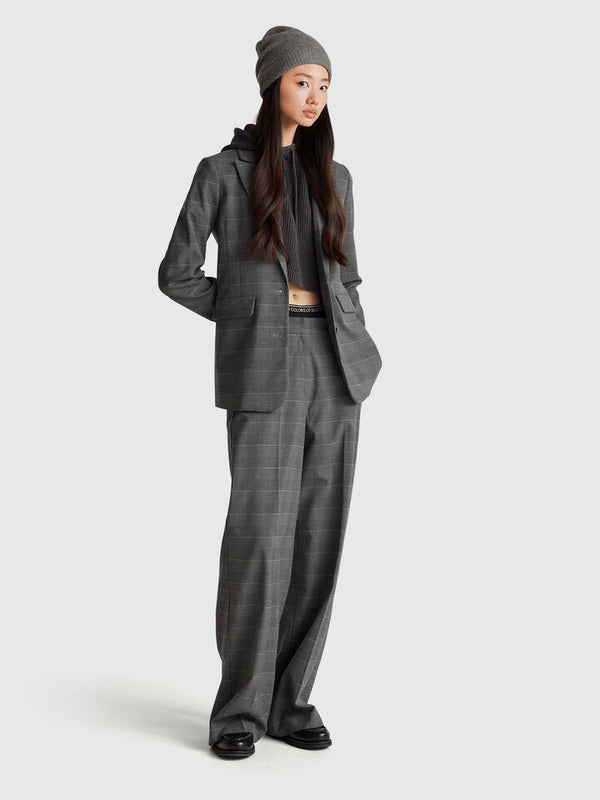Be Tailored Pattern Trousers - Grey