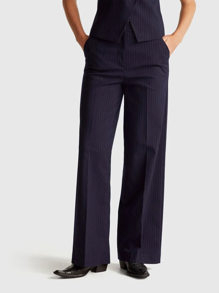 Be Tailored Pattern Trousers - Navy