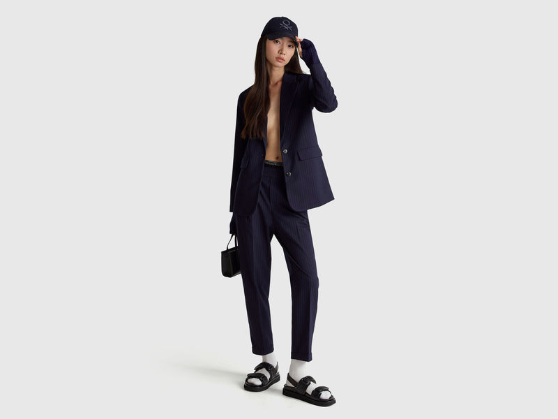Be Tailored Pattern Trousers - Navy