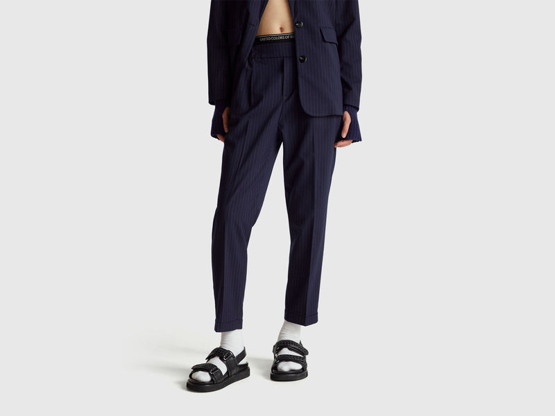 Be Tailored Pattern Trousers - Navy