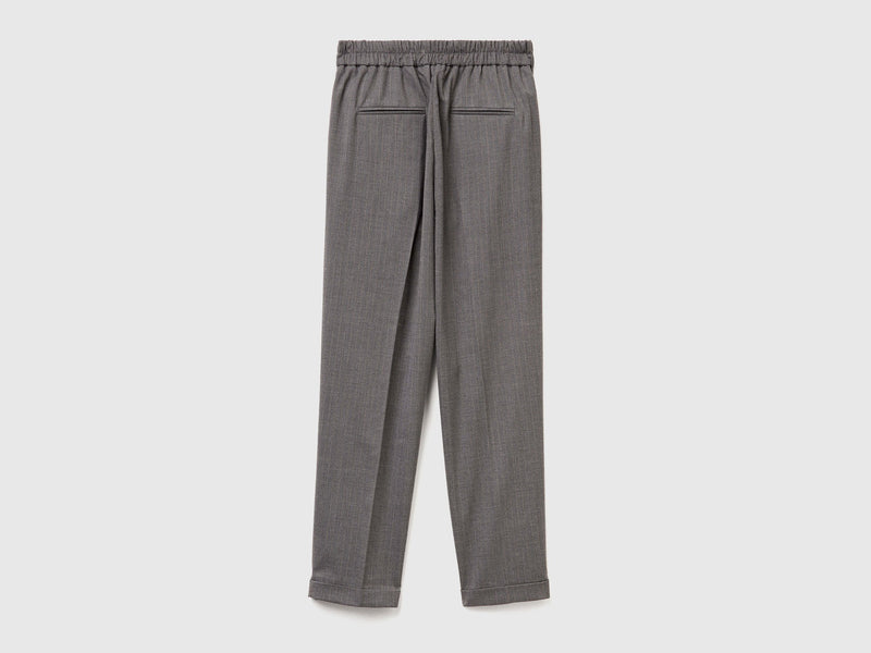 Be Tailored Pattern Trousers - Grey