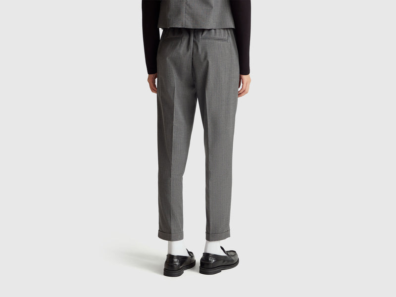 Be Tailored Pattern Trousers - Grey