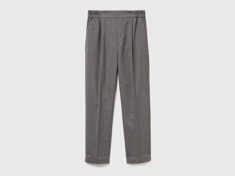 Be Tailored Pattern Trousers - Grey