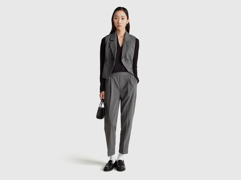 Be Tailored Pattern Trousers - Grey