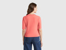Front Pockets Short Sleeve Jumper - Coral