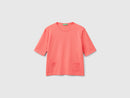 Front Pockets Short Sleeve Jumper - Coral