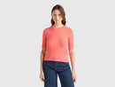 Front Pockets Short Sleeve Jumper - Coral