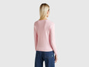 Basic Woman Round Neck Jumper - Pink