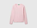 Basic Woman Round Neck Jumper - Pink