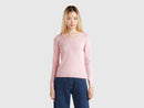 Basic Woman Round Neck Jumper - Pink