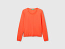 Basic Woman Round Neck Jumper - Rust