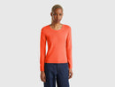 Basic Woman Round Neck Jumper - Rust