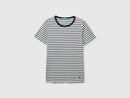 Striped 3/4 Sleeve T-Shirt - White/black